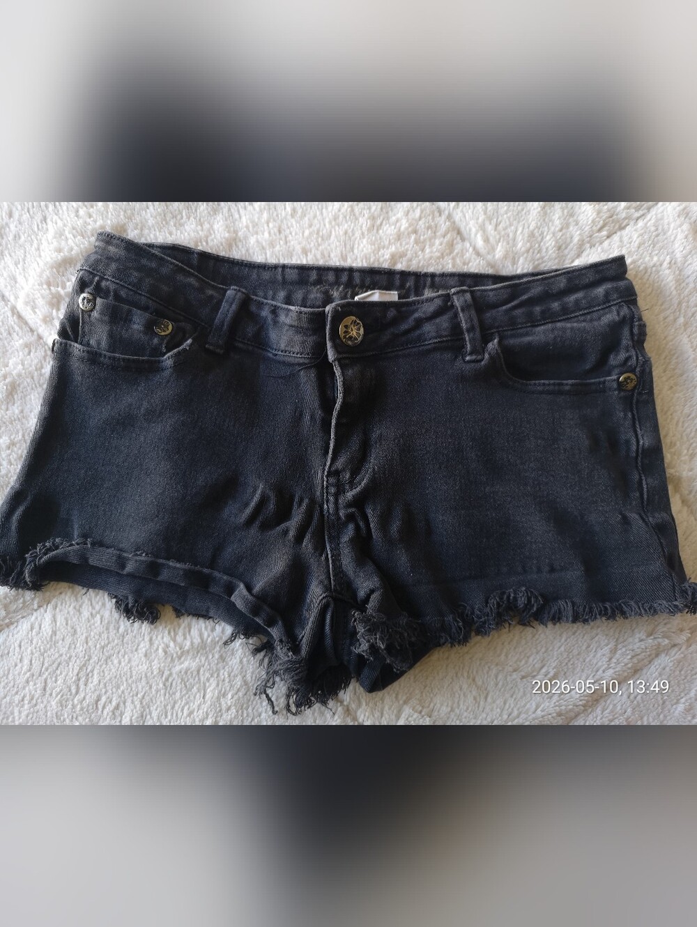 Black Frayed Hem Women’s Denim Shorts